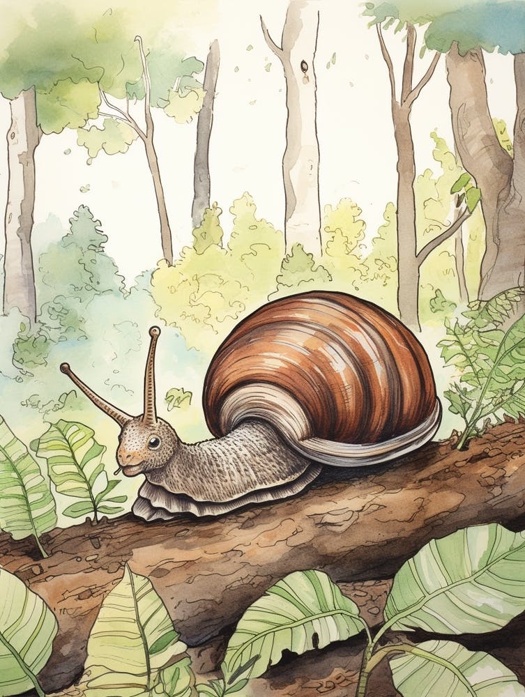 Storybook Animal Watercolour Snail