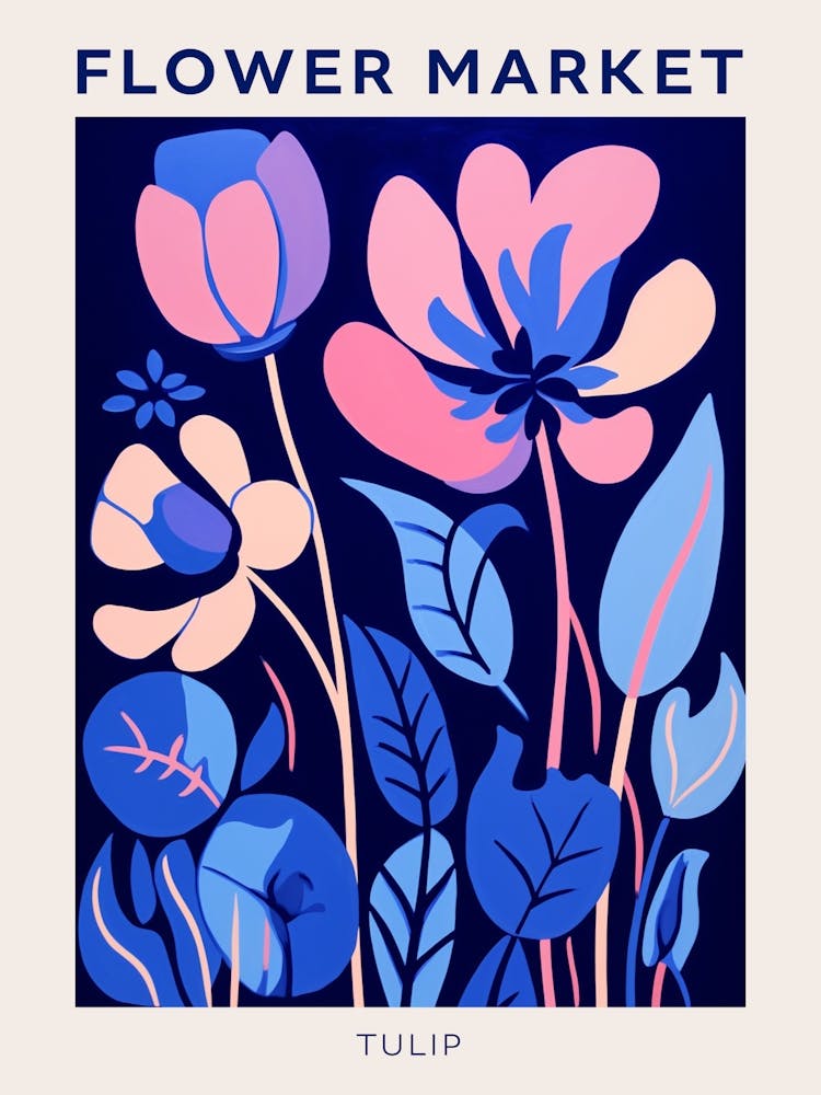 Blue Flower Market Poster Tulip 4