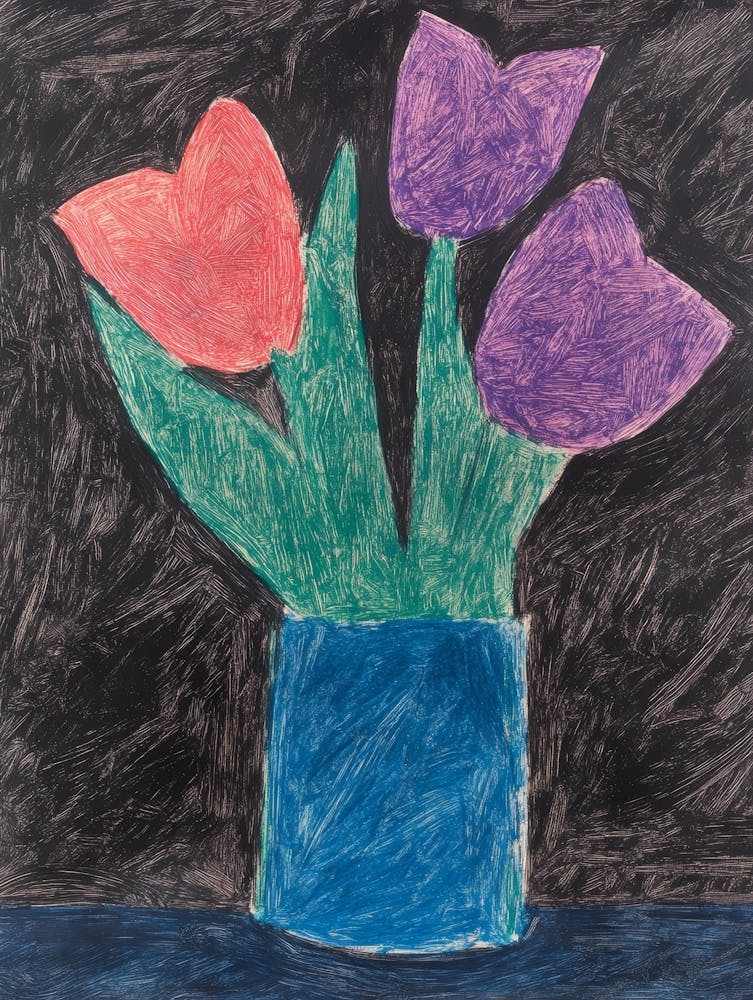 Tulips In A Blue Vase 5