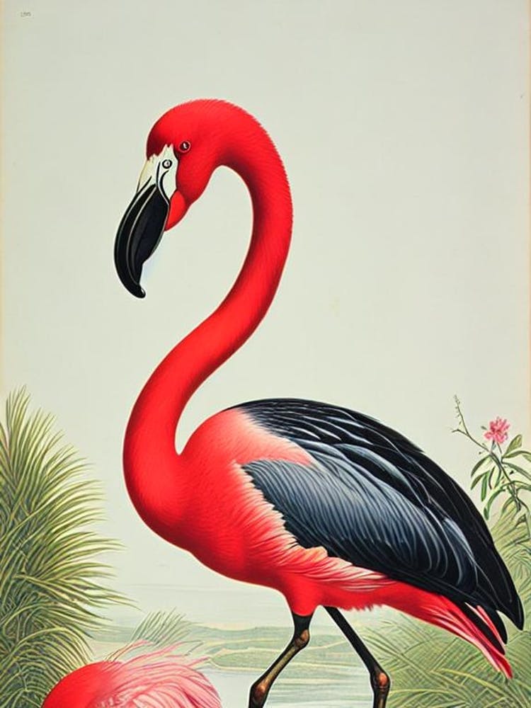 Flamingo James Audubon Vintage Style Bird