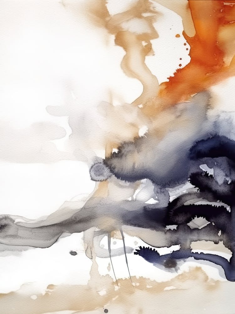 Watercolour Abstract White And Orange 1