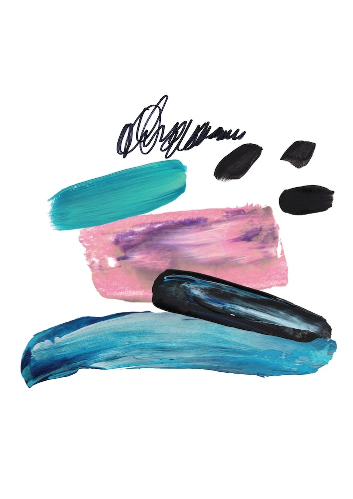 Abstract Pink and Teal Paint Strokes Board