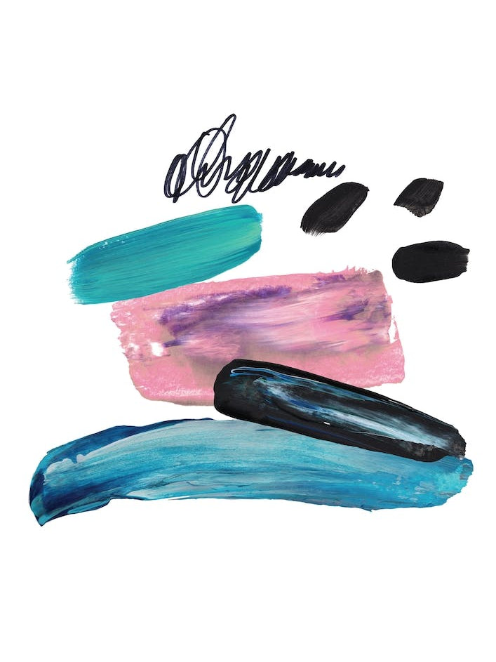 Abstract Pink and Teal Paint Strokes Board