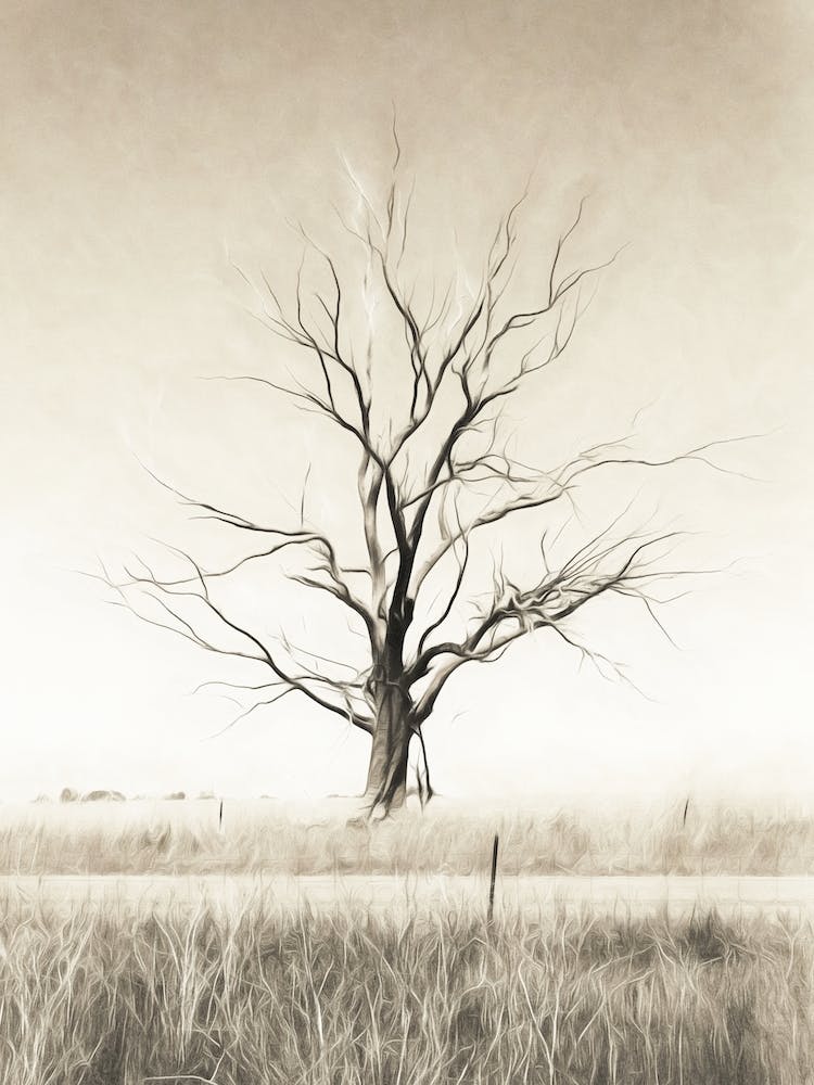 Bare Tree In Field Australia