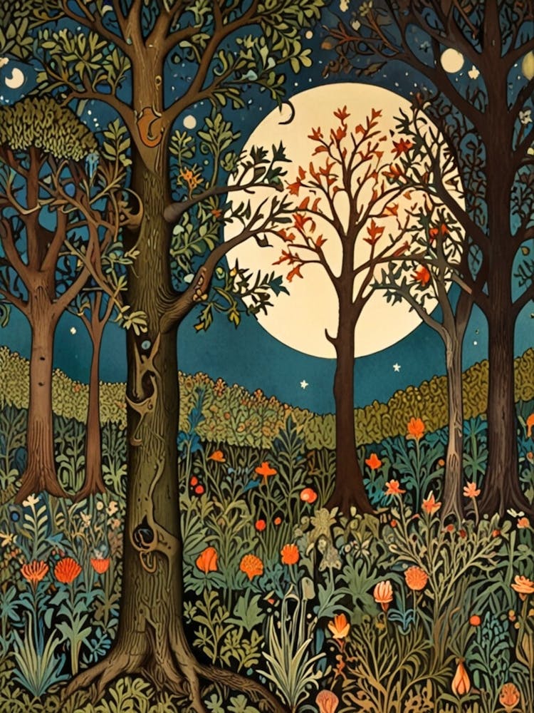 William Morris Moonlight In The Woods 163