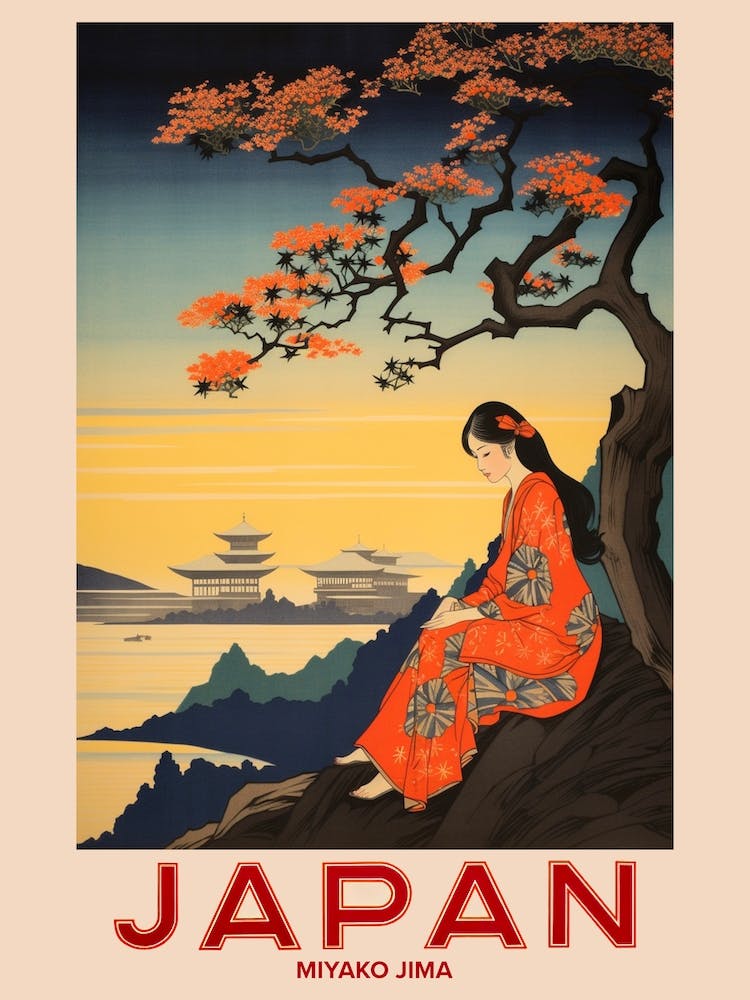 Miyako Jima, Visit Japan Vintage Travel Art 2