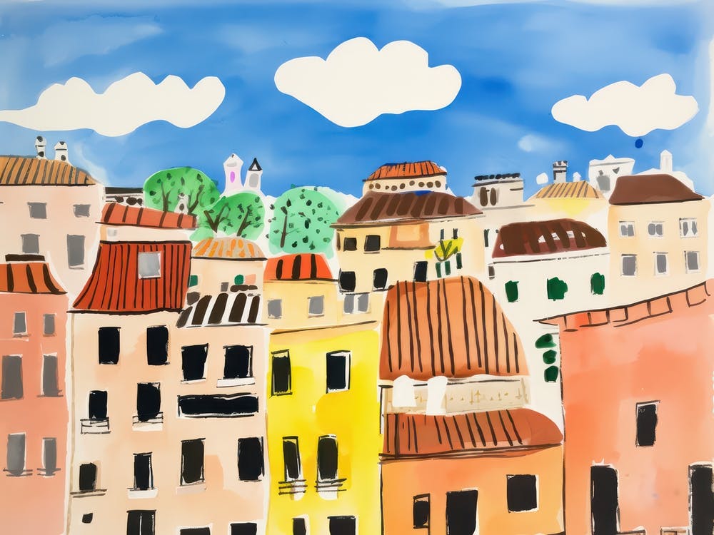 Milan Italy Cute Watercolour Illustration 2