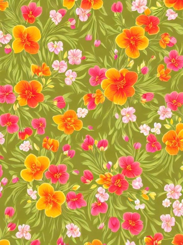 Freesia Repeat Retro Flower