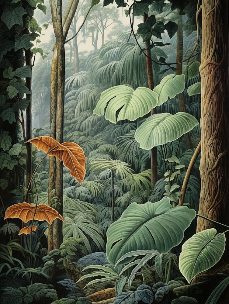 Vintage Dschungel Botanische Illustration Alocasia 2