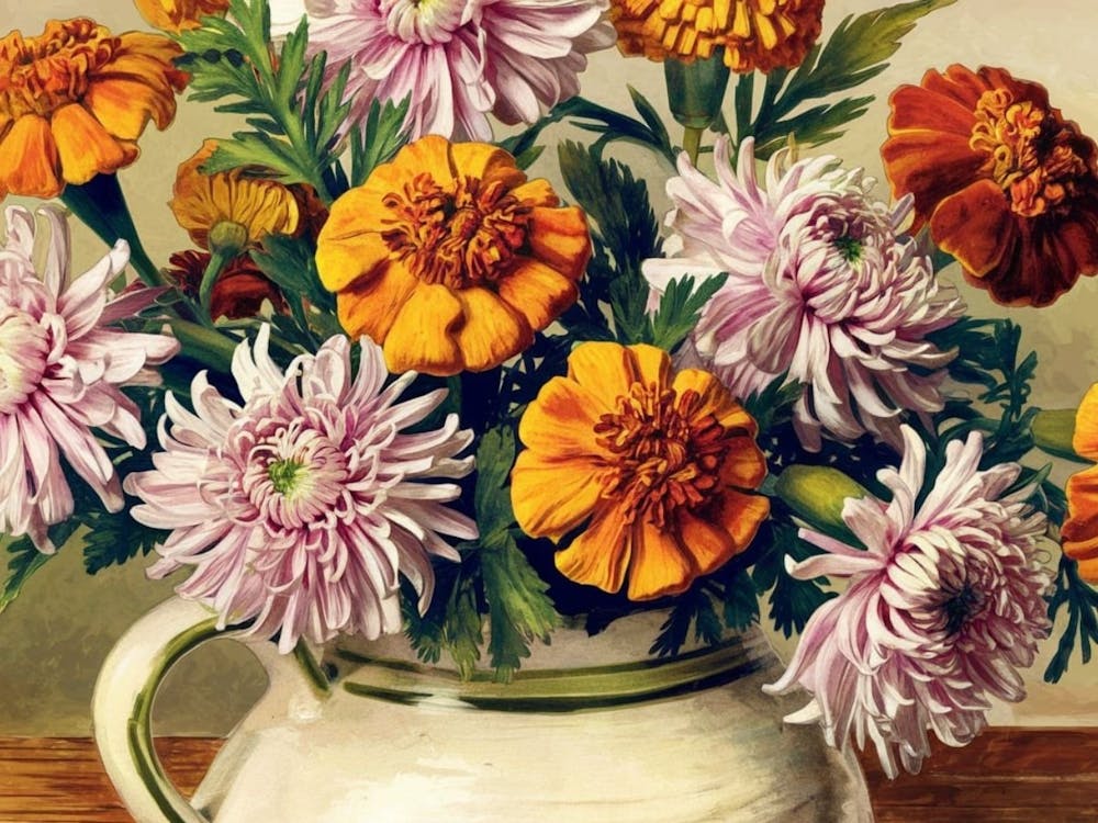 Floral Basket with Frida Kahlo Flair - Still Life