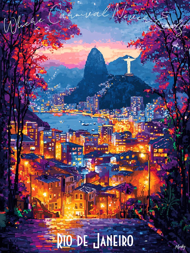 Rio De Janeiro, abstract cubism vibrant Poster