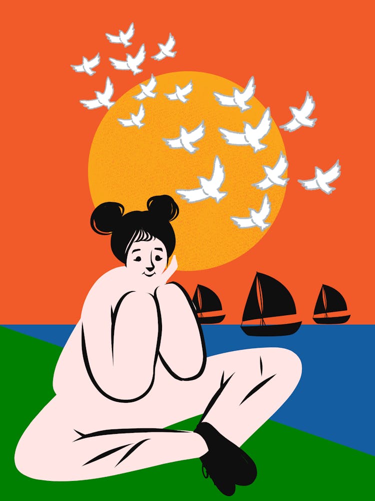 Girl Admiring Sea Side