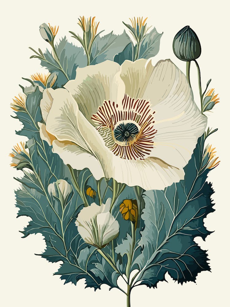 Matilija Poppy Wildflower Vintage Botanical 2