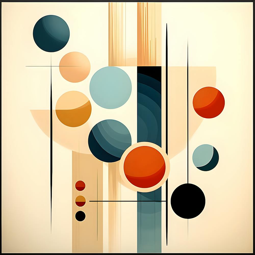 Modern Geometric Abstract: Minimalist Mid-Century Circle Design for Home Decor