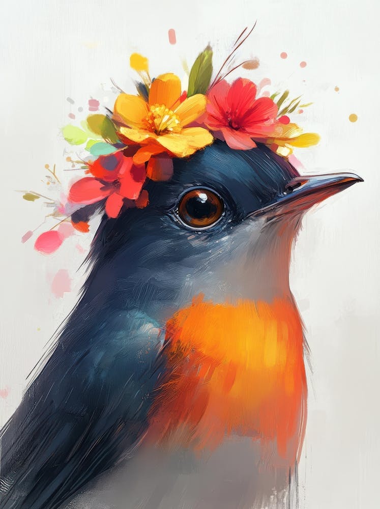 Bird With Flower Crown