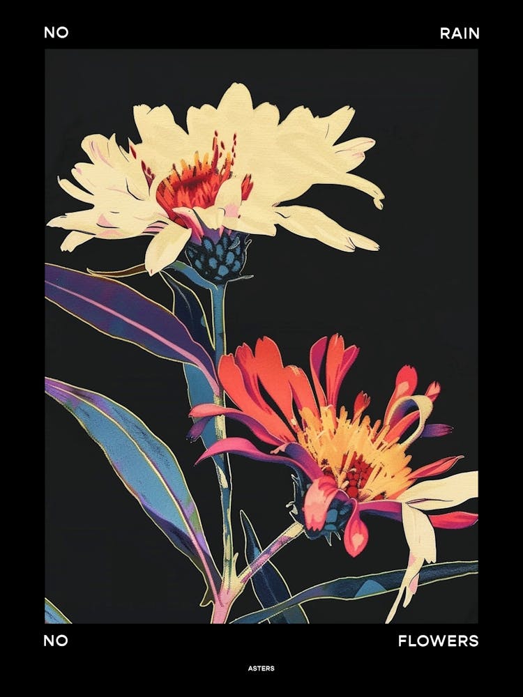 No Rain No Flowers Poster Asters 7