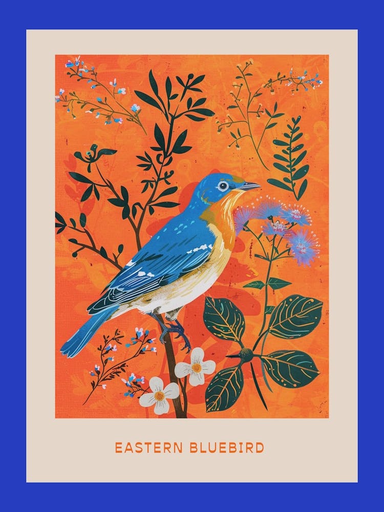 Spring Birds Poster Eastern Bluebird 3