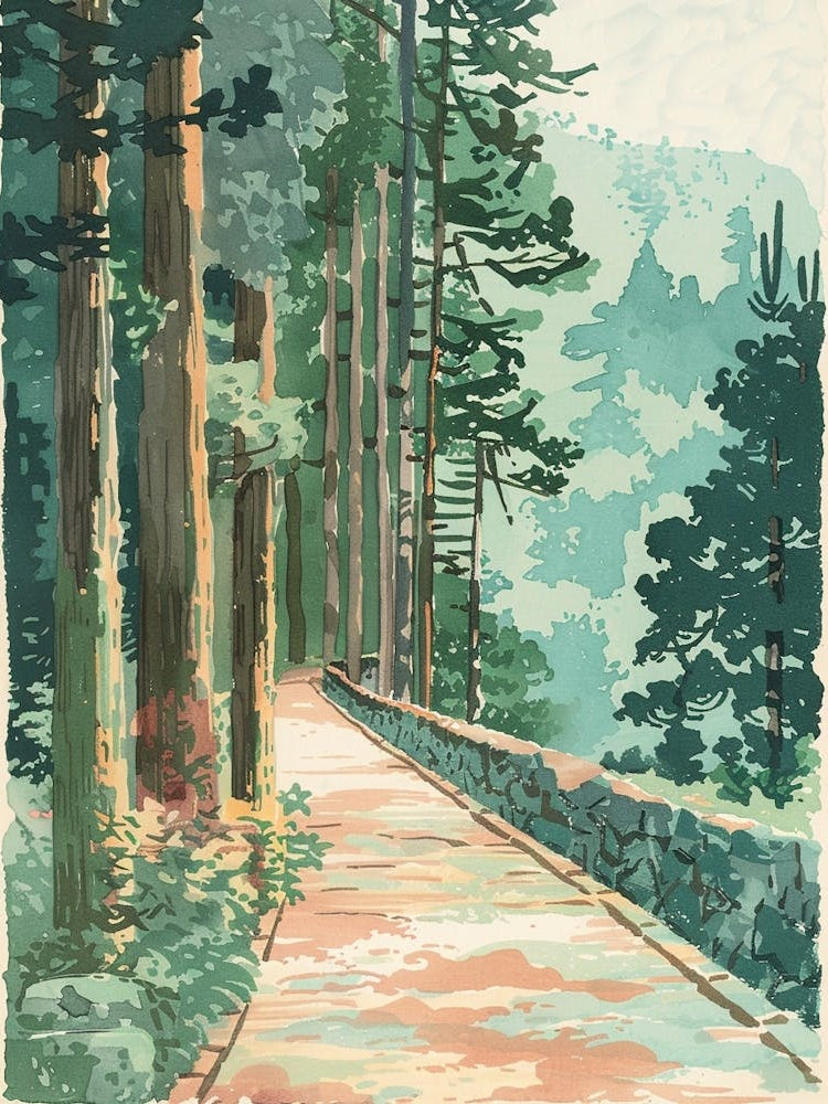 Yamagata Japan 5 Retro Illustration