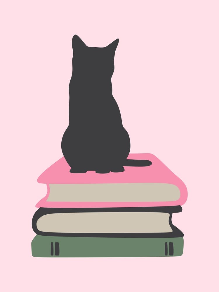 Cat sitting on books