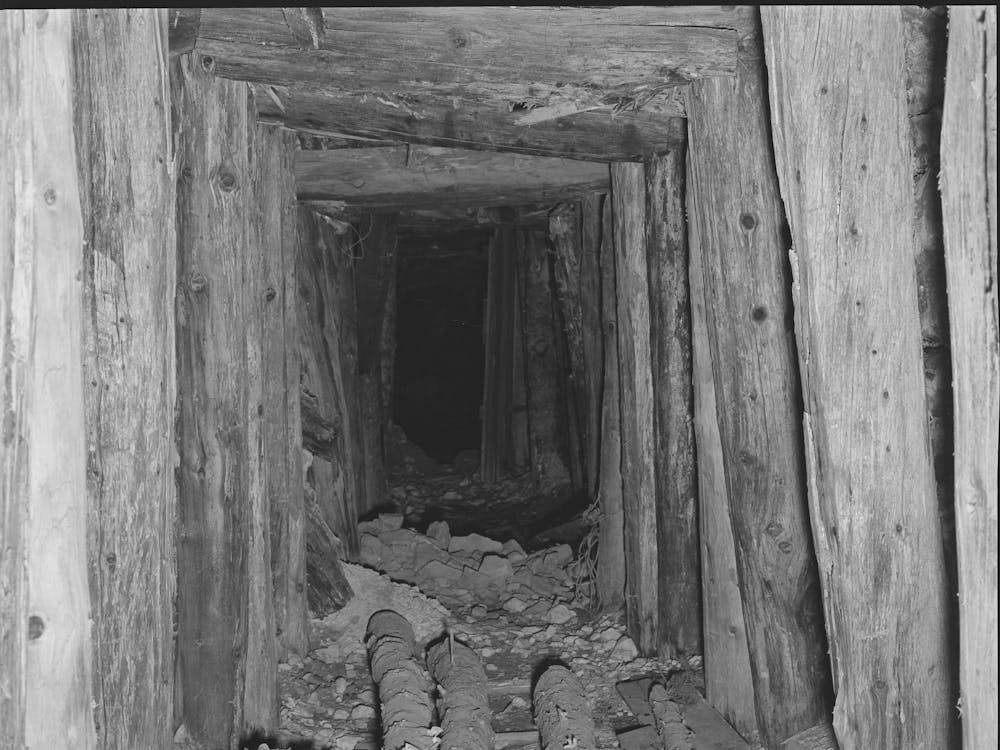 Timber Shored Tunnel Into Mine, San Juan County, Colorado, Much Timber Is Required In Mine Tunnel Construction A