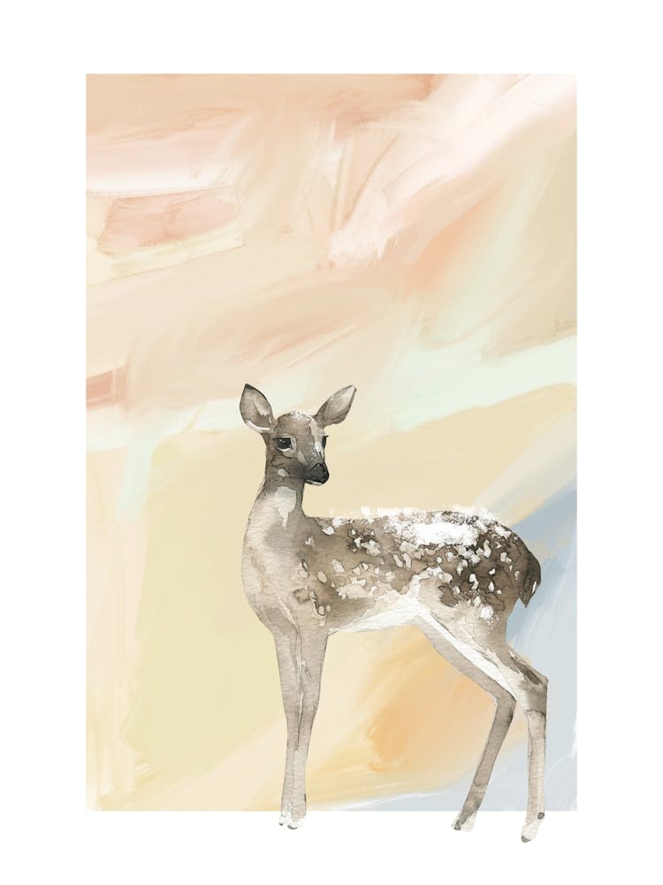 Abstraktes Neutrales Aquarell Hirsch