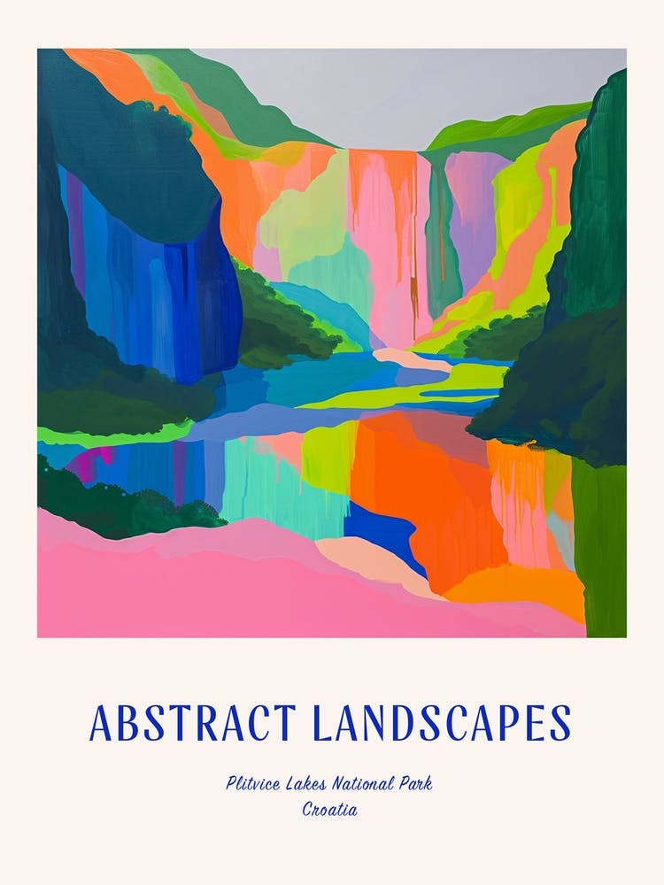 Colourful Abstract Plitvice Lakes National Park Croatia 3 Poster Blue