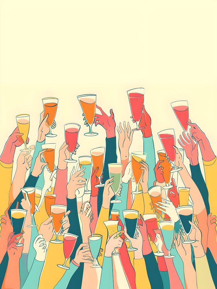 Group Of People Holding Glasses Of Wine