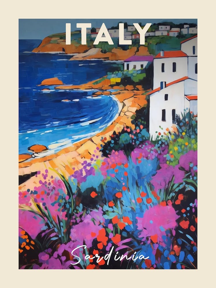 Sardinia Italy 3 Fauvist Painting Travel Poster