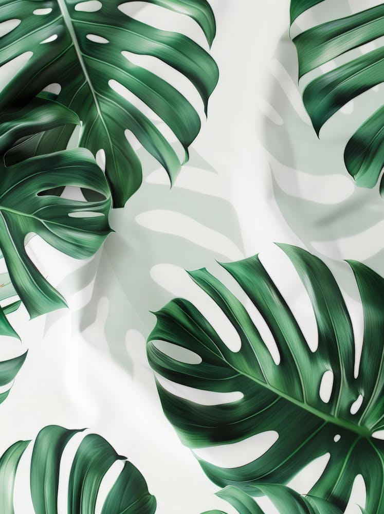 Tropical Leaves On A White Background