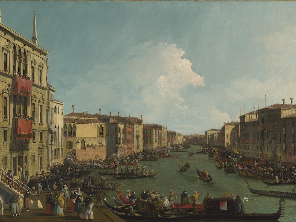 Venice A Regatta On The Grand Canal, Canaletto