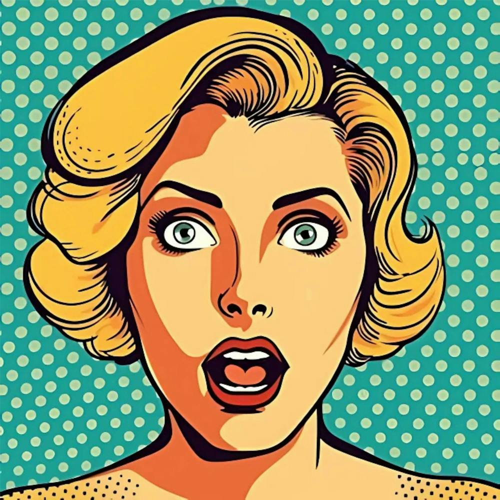 Pop Art Retro Girl Surprised Woman