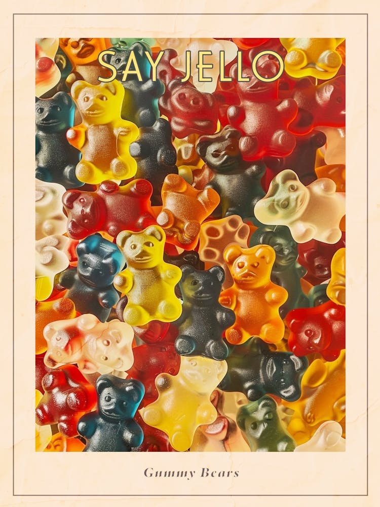 Vintage Gummy Bears Retro Collage 1 Poster