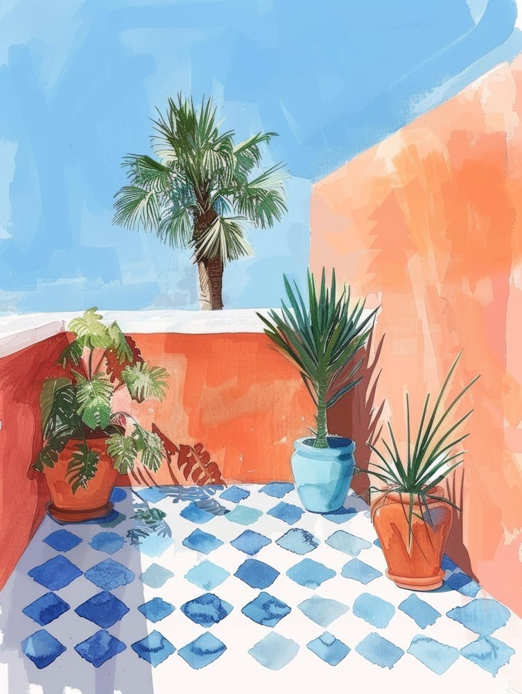 Watercolor Of A Patio