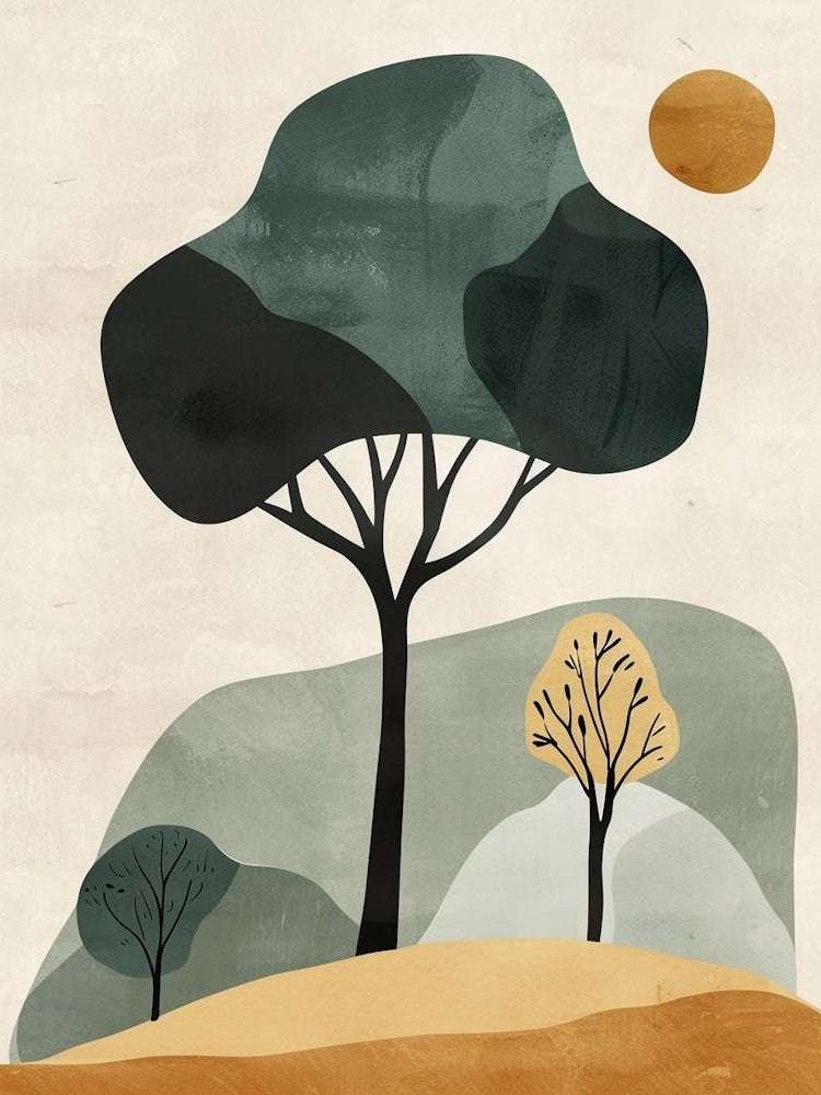 Ebony Tree Minimal Japandi Illustration 4