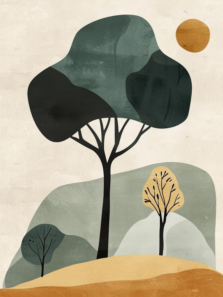 Ebony Tree Minimal Japandi Illustration 4