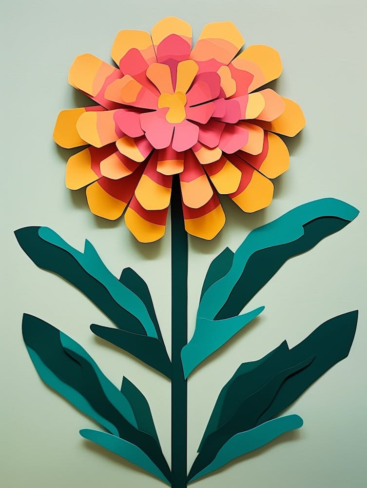Scherenschnitt-Stil Blumenkunst Ringelblume 2