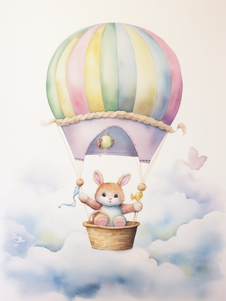 Baby Rabbit 1 In A Hot Air Balloon