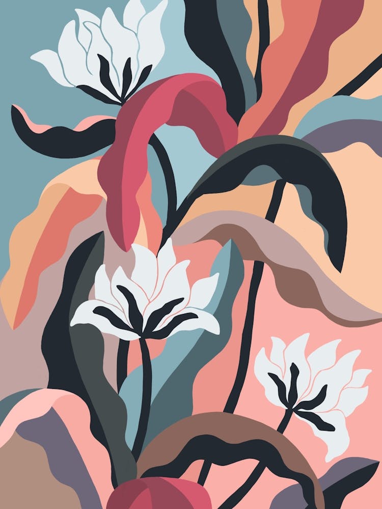 Abstract Flowers and Leaves