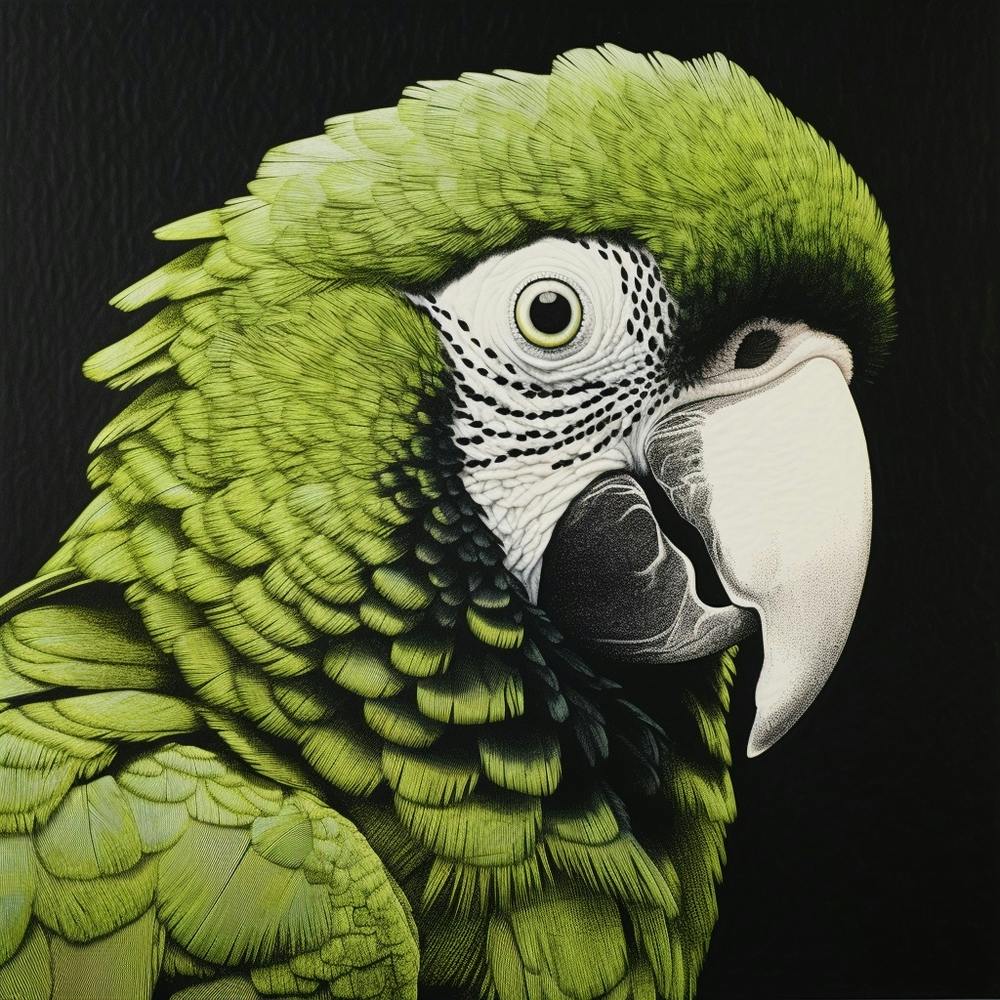 Ohara Koson Inspired Bird Painting Macaw 3 Square