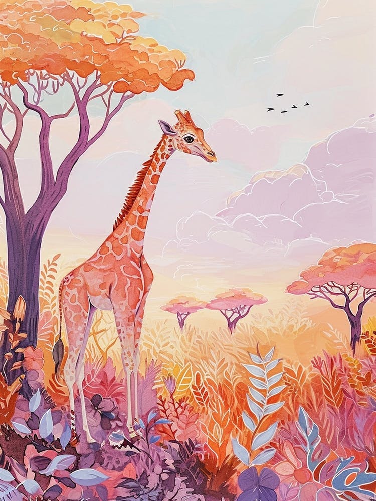 Orange Sunset Giraffe