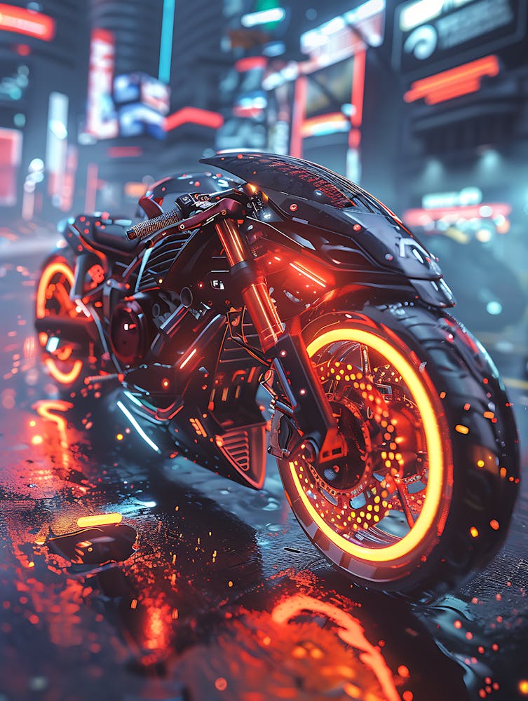 Neon Motorrad in der Stadt 1