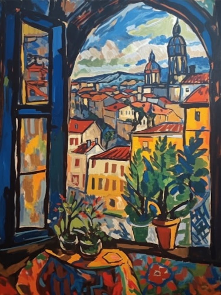 Window View Of Prague In The Style Of Fauvist 1