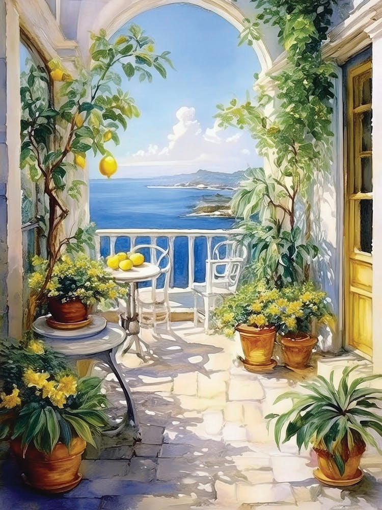 Mediterranean Lemon Trees, Citrus, Wall, Lemon Trees, Mediterranean Art, Mediterranean Home Decor.8 1