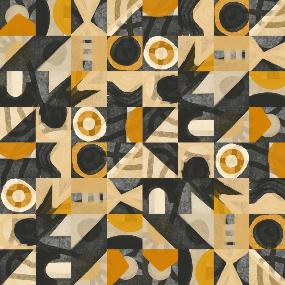 Mid Century Grid Pattern Eight Square