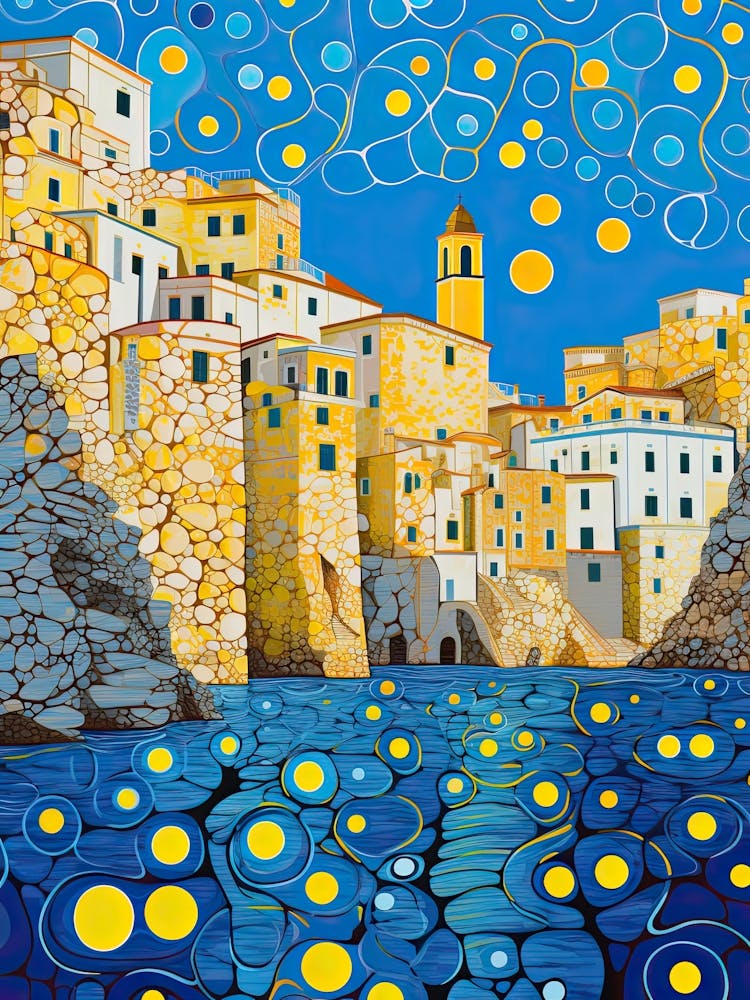 Polignano A Mare, Italy, Illustration In The Style Of Pop Art 1