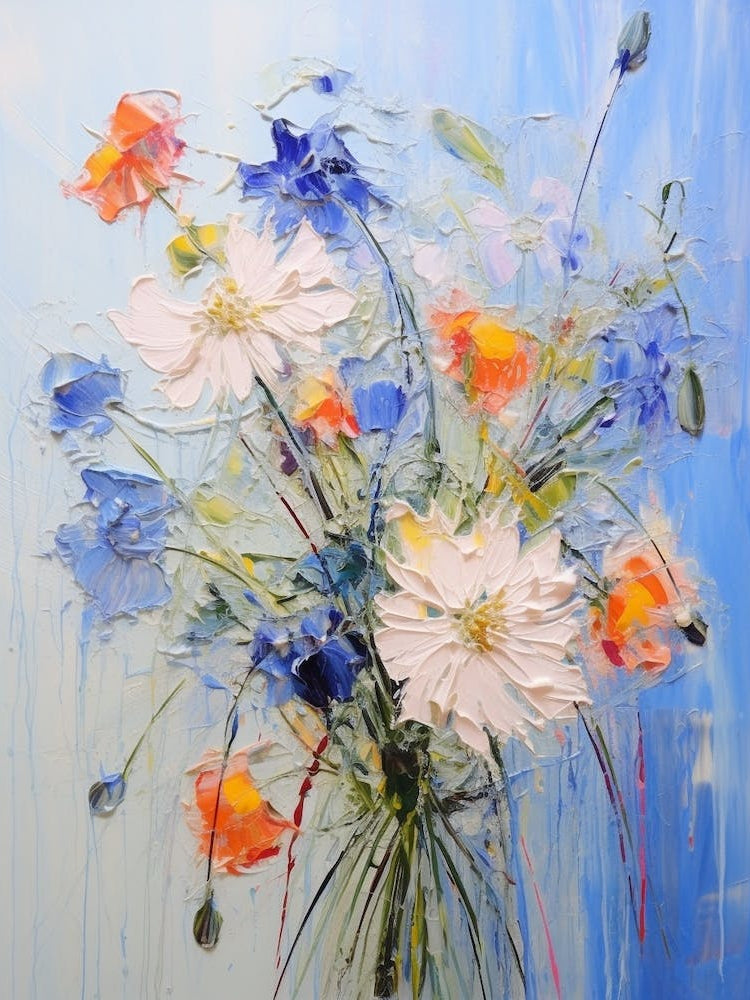 Abstract Flower Painting Love In A Mist Nigella 1