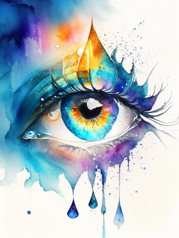 Mysticism, Symbol, Third Eye Watercolour 1