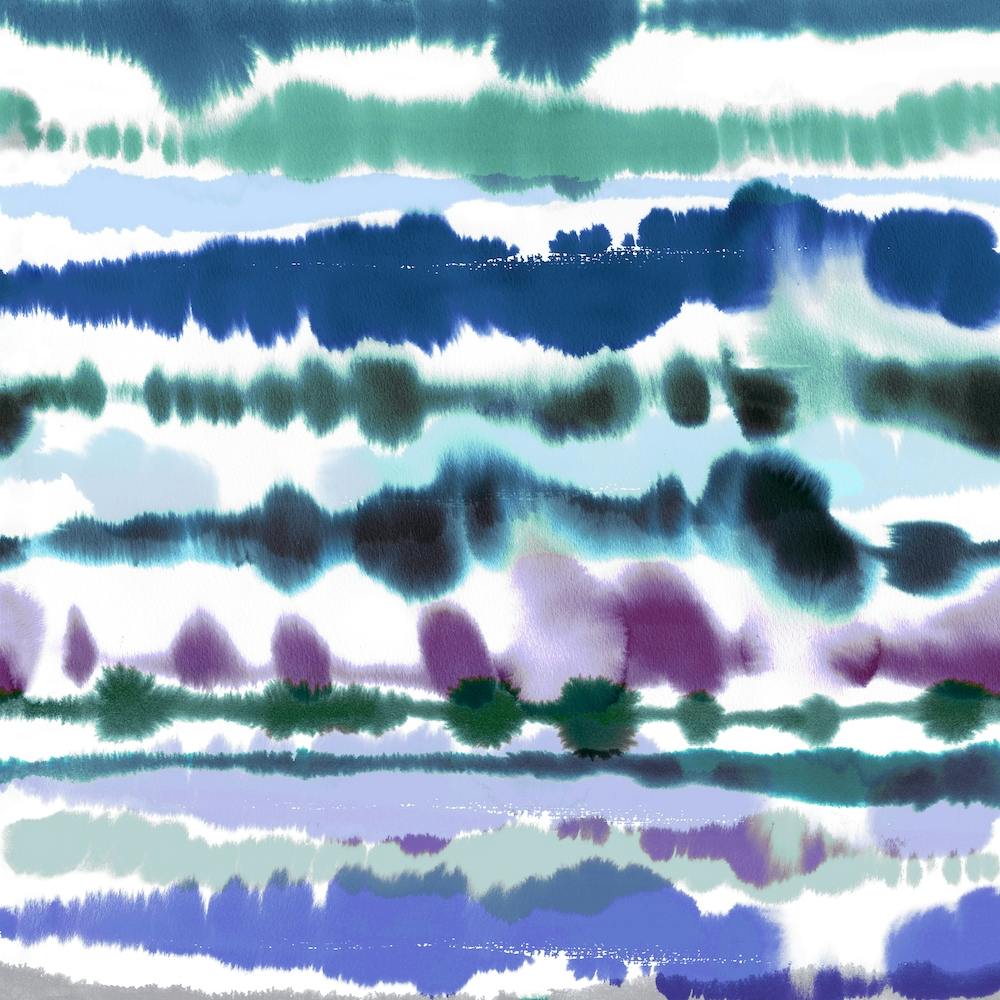 Soft Mediterranean Watercolor Lines Blue