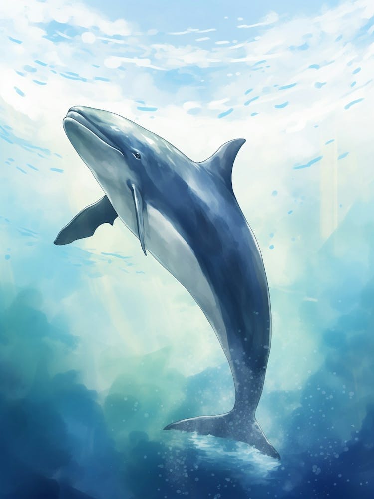 Minke Whale Realistic Illustration 3