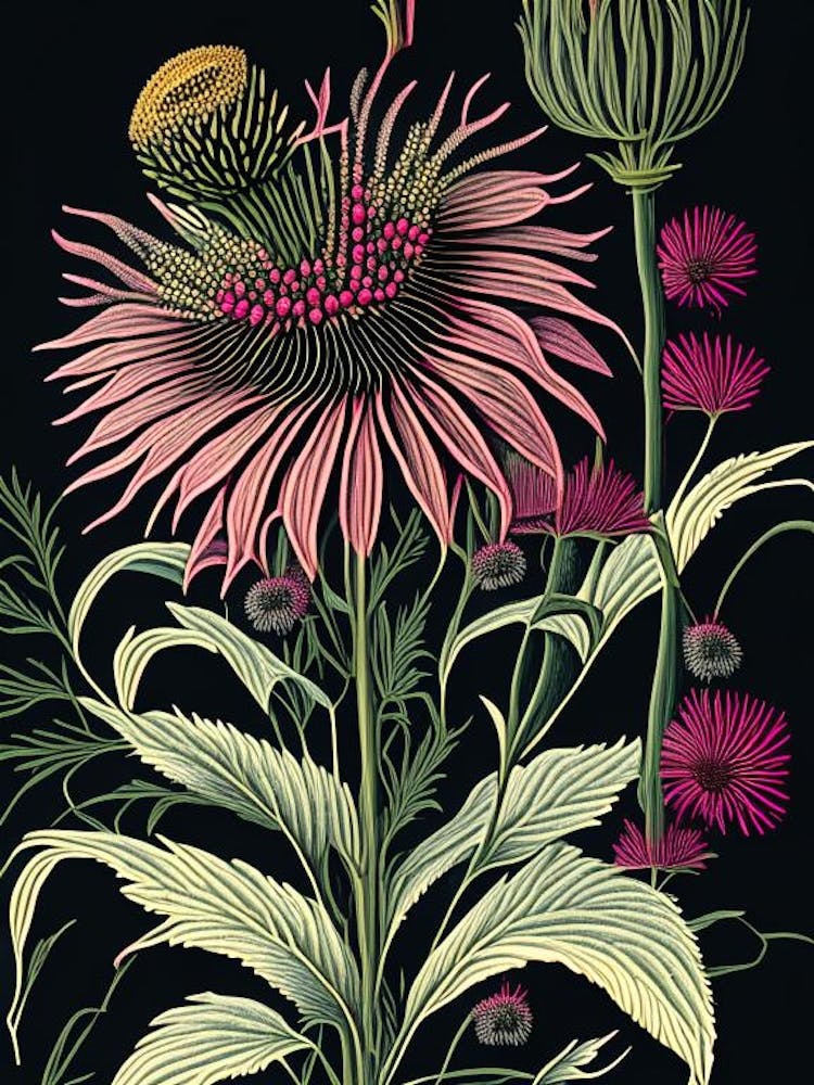 Echinacea 2 Floral Botanical Vintage Poster Flower